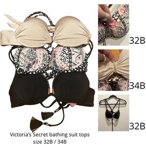 Lot of Victoria's Secret Bikini Tops  - Black Cream and Pink